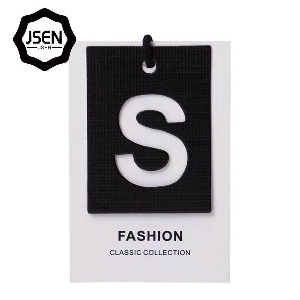 Fashion Custom Printing Brand Name Logo Cardboard SwingTags For Jean Clothing With Hangtags String Loop