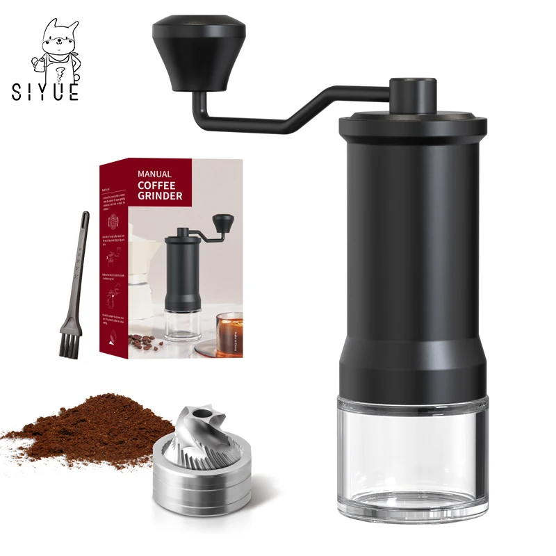 SIYUE Adjustable Portable Manual Coffee Grinder Newest Arrival Stainless Steel Burr Hand Espresso Machine Gift Set Box 9142