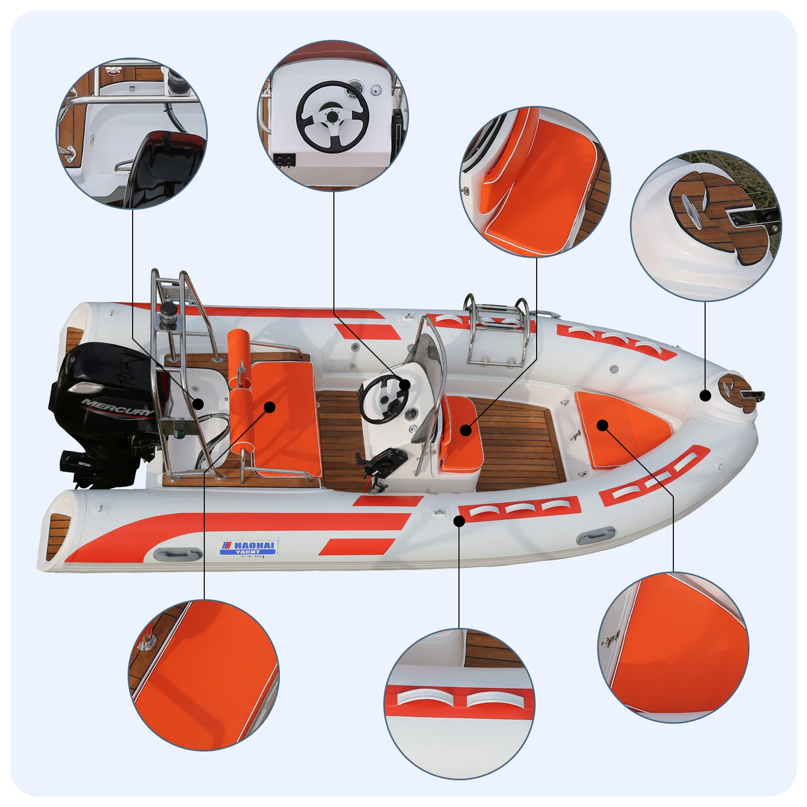 High-Speed Deep V Hull Inflatable Rowing Rib Boat 1.2mm PVC Sport Fishing Boat with Durable Engine for Sport Fishing