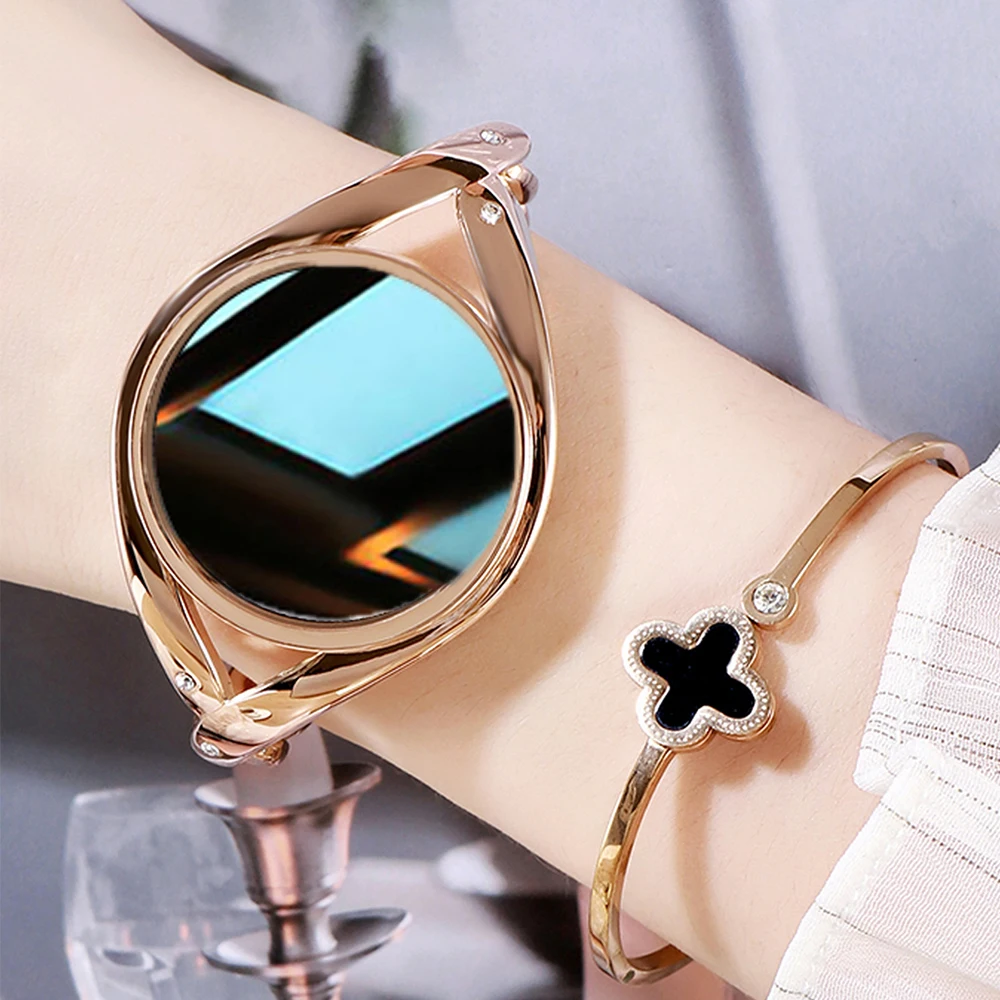 LEMF0 Smart Watch Women 1.1 Inch DIY Watch Face Heart Rate Monitor Lady Smartwatch For Android LEM1995 4 Star Crystal Diamond