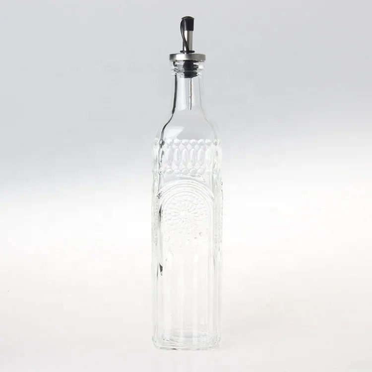 250ml 500ml 750ml Empty Square Kitchen Containers Vinegar Hot Sauce Olive Oil Glass Bottles with Spout