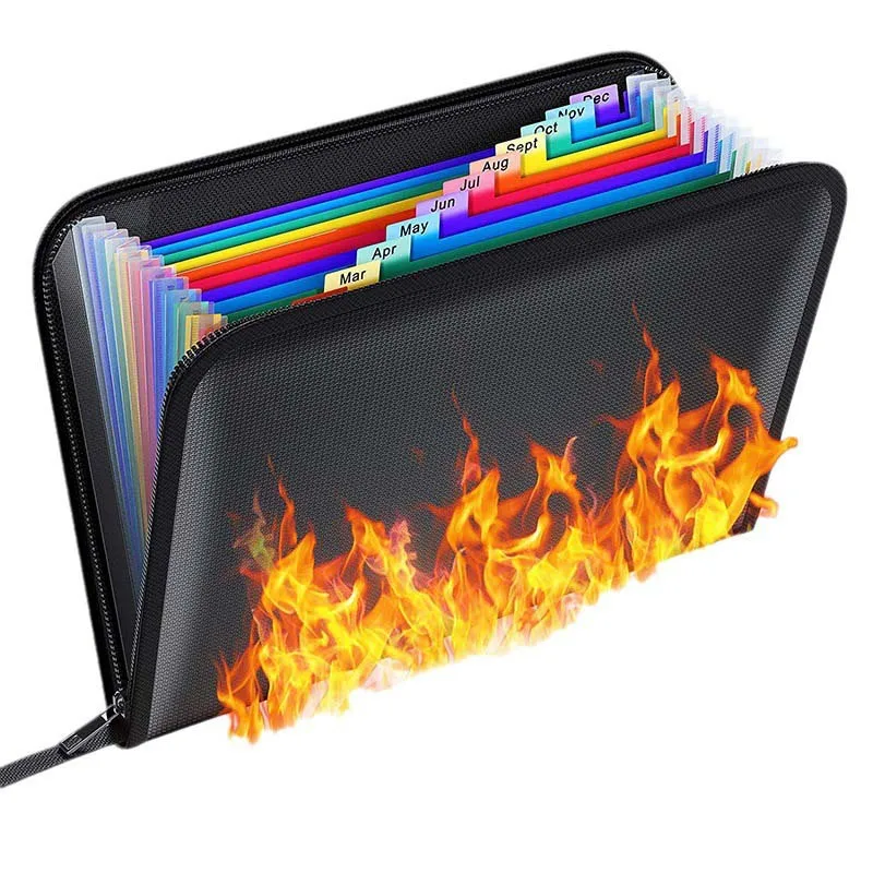 Office School Popular File bag Travel Safety Zipper Case Fireproof Document Bag Expanding File Folder A4 Portable Business File
