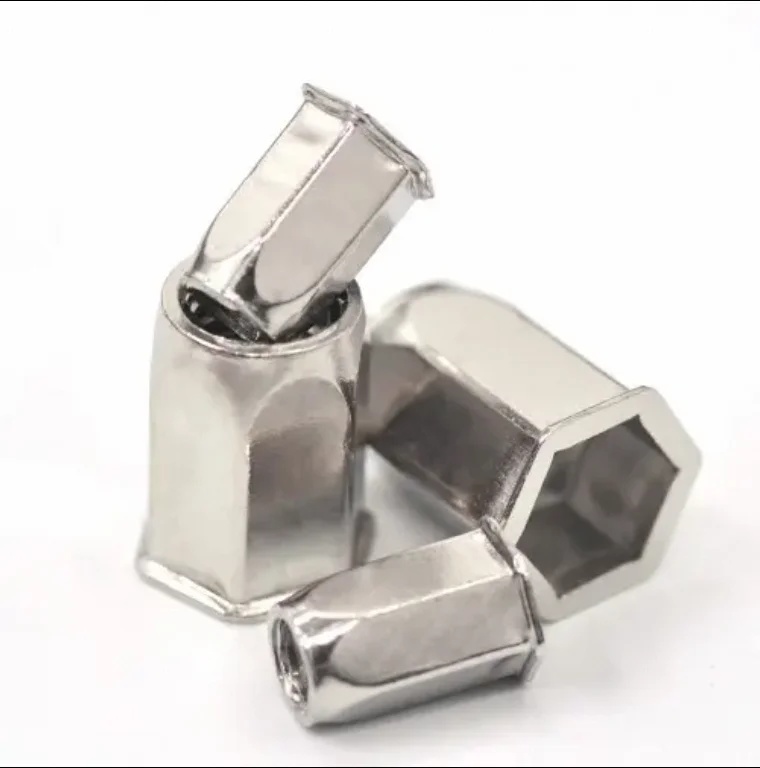 China Factory Manufacturers 304 Stainless Steel Small Countersunk Full Hexagon Rivet Nuts M3 Thread Square Nut Metric