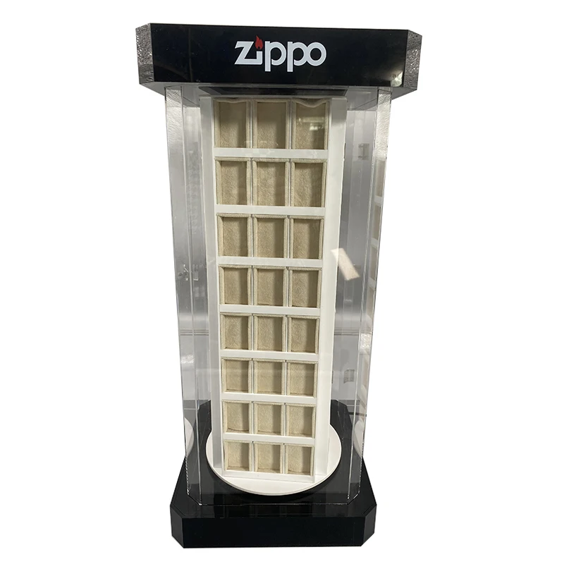 Custom countertop Acrylic zippo lighter display showcase rotating display stands for zippo lighter