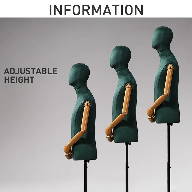 XINJI High Grade Rolling Wheels Stand Model Men Business Suit Mannequin Male Upper Body Suede Mannequins Dummies For Clothes
