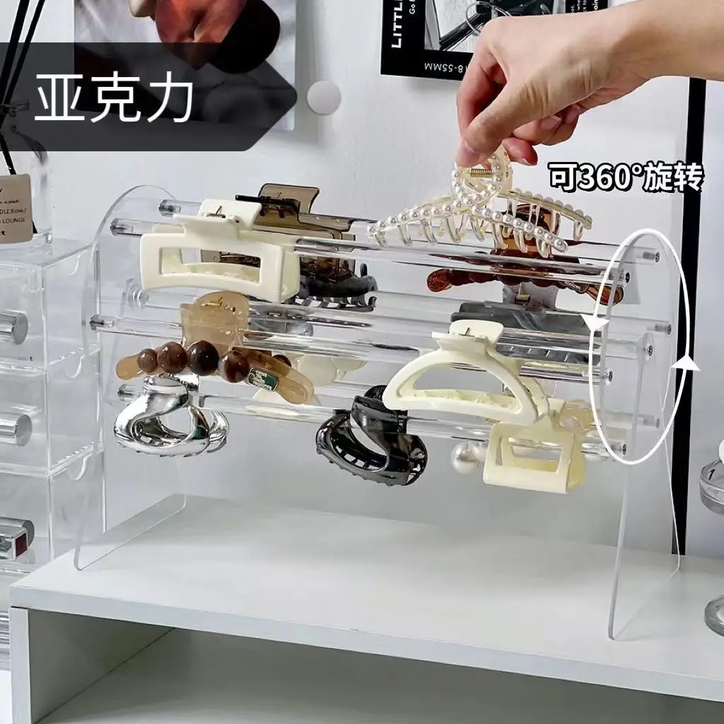Custom Acrylic Claw Clip Organizer Holder 360-Degree Rotating Claw Clip Holder for Women and Girls