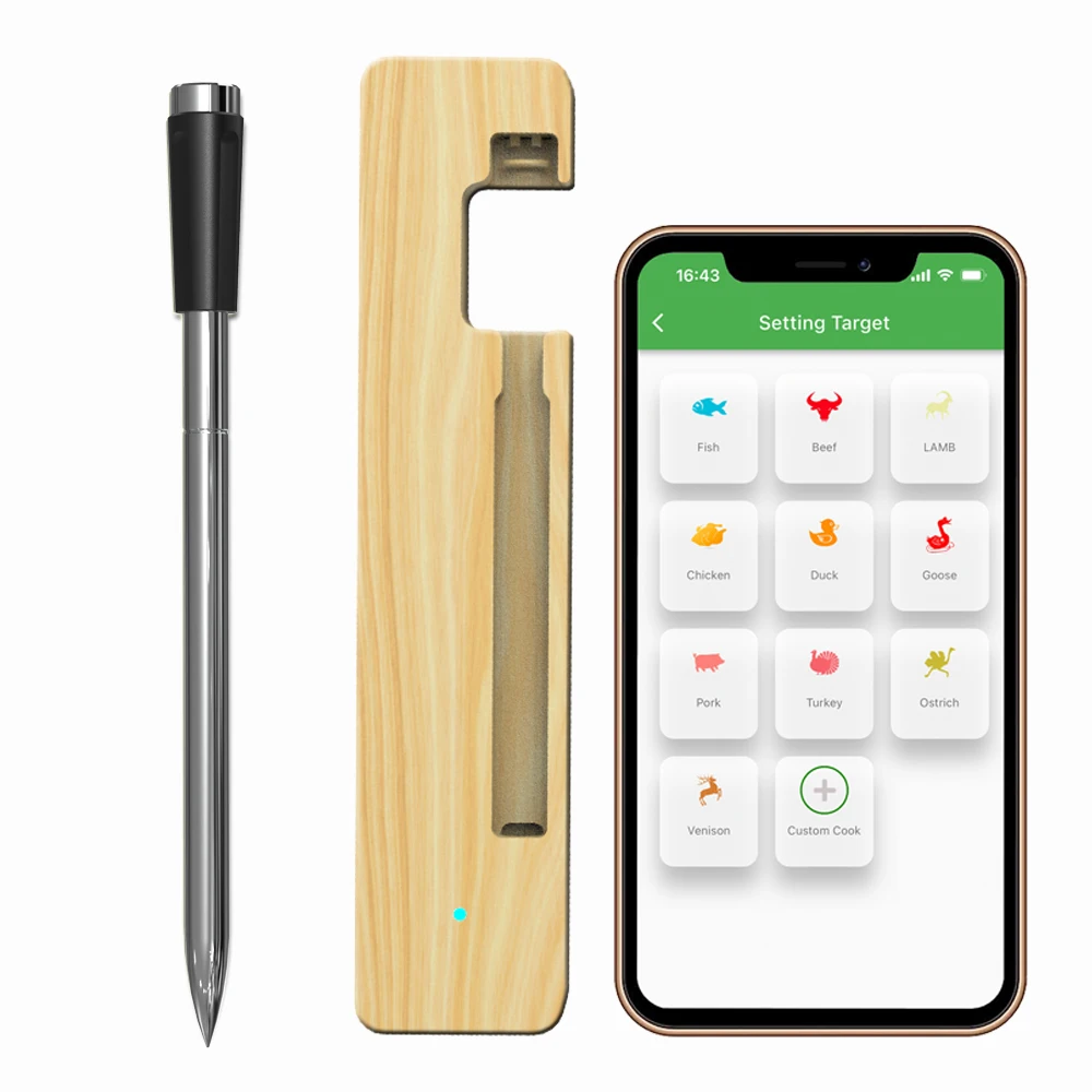 165m App Remote Smart Bbq   Thermometer Waterproof IPX8 Instant Read Digital Bluetooth 5.0 Wireless Meat Thermometer For Cooking