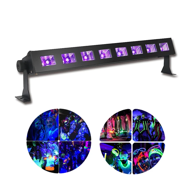 LED UV Black Light Bar 8*3W Disco Light for Halloween Party Night Club Decorative Lighting