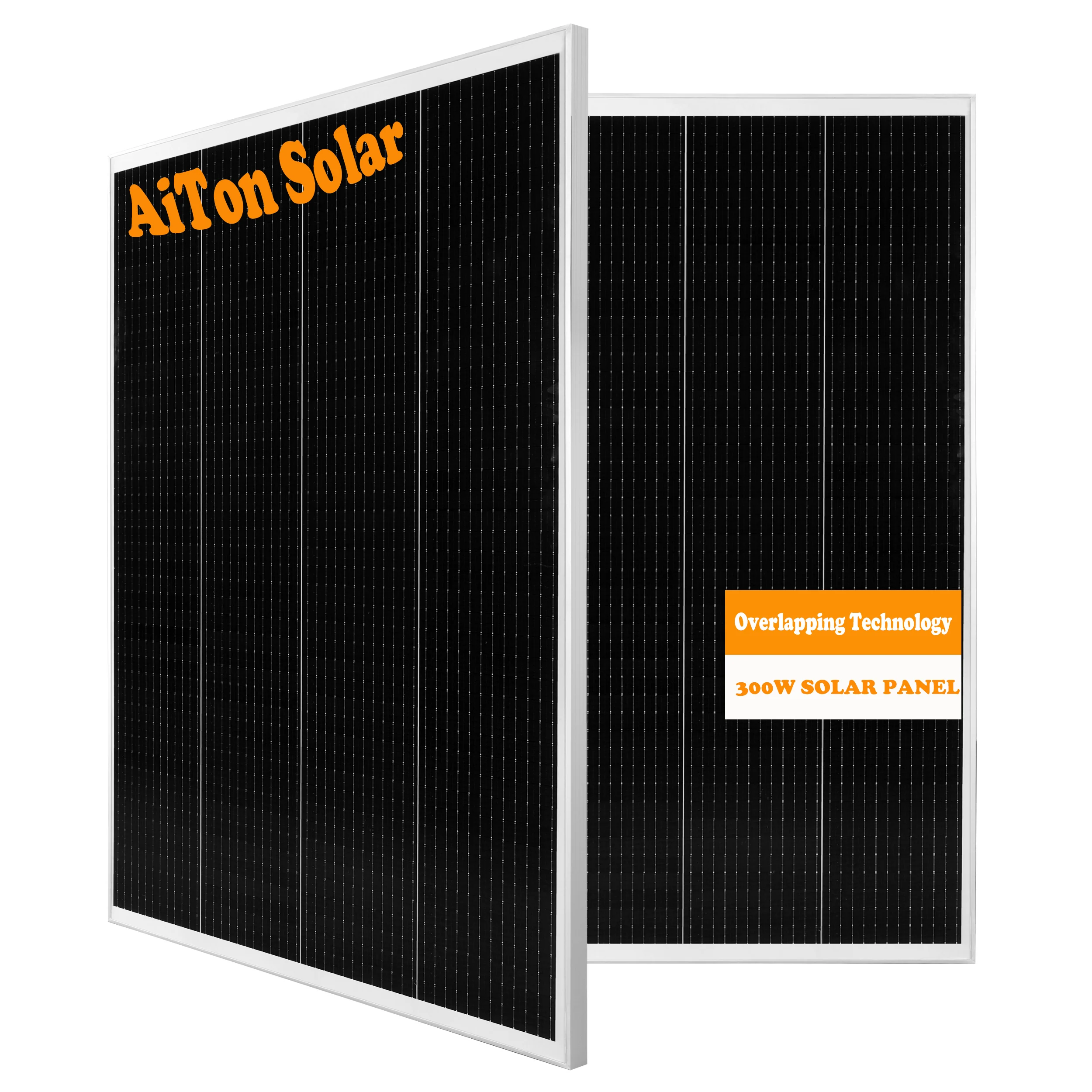 AiTon 300W Tempered Glass Good Quality Shingled Overlapping High Efficiency House Use Solar Panels