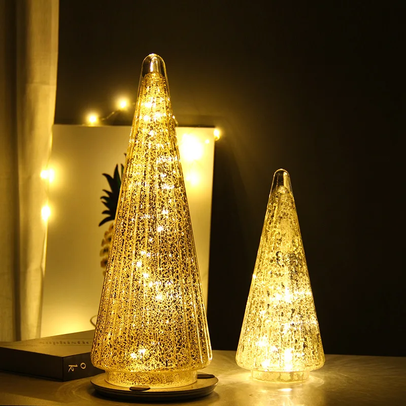 Tabletop Christmas Decoration Handmade glass led Christmas Tree Ornaments