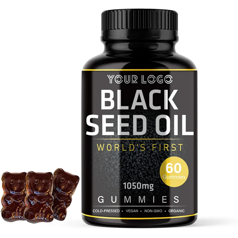 Factory Food Grade Black Seed Oil Gummies 1050mg Made From 100% Cold-Pressed Super 90
