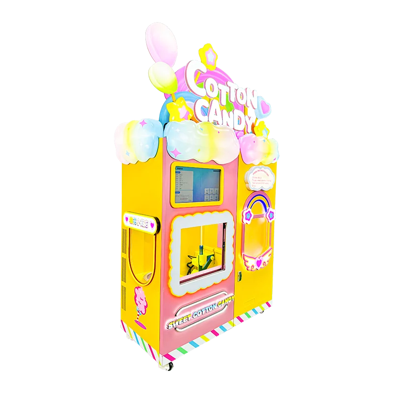 Fully Automated Cotton Candy Maker Robotic Candy Floss Vending Machine with auto cleaning and 144 default flower type embedded