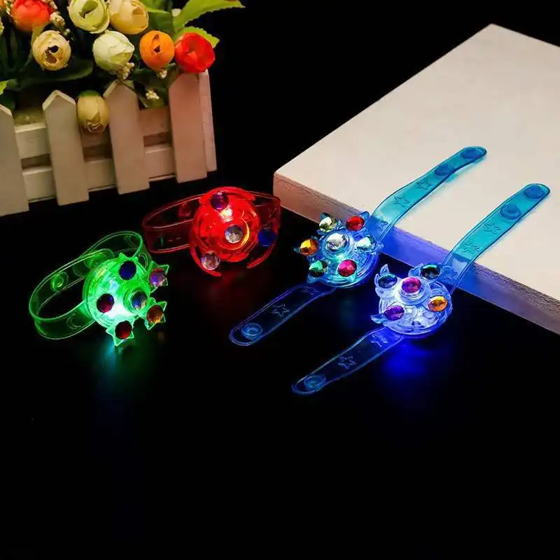 Children Gift Christmas  Party Light Up Led Flashing Rings Fidget Spinner Toy Wristband  Watch Toy