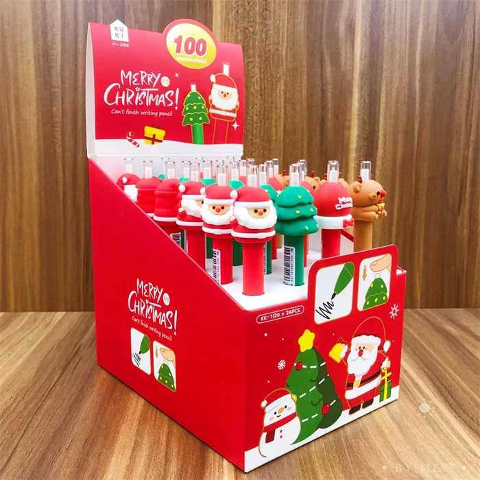 European American Best selling Christmas Style writing stationery items list with cheap price Kawaii mechanical pencils for gift