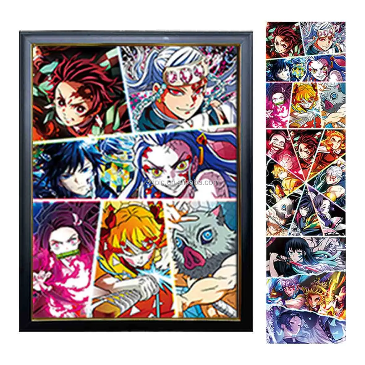 Wholesale A3 Japanese Anime Lenticular picture with frame Animation Pictures Anime Lenticular 3D Poster For Wall Art