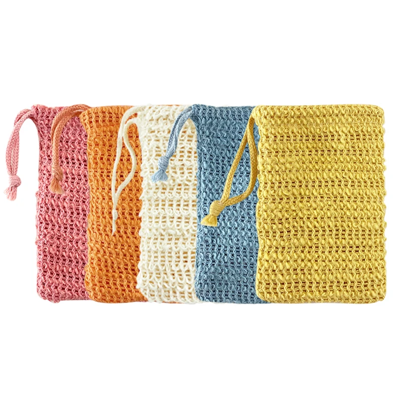 100% натуральный Отшелушивающий Лидер продаж, бежевый экологически чистый мешок для мыла, сизаль, частная торговая марка, поддерживаемый сетчатый мешок