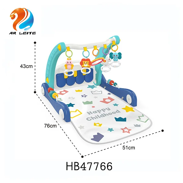 New items multifunctional 2 in 1 activity music soft round mat baby play gym baby walker  with  mobile rattle toy