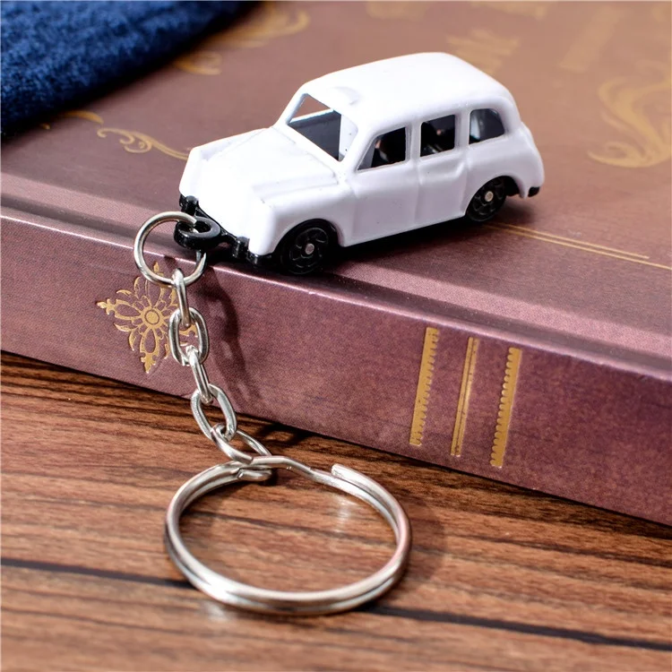 New Arrival Promotional Zinc Alloy Metal Keychain, Elastic Taxi Shape Keychain Black Taxi Keyring