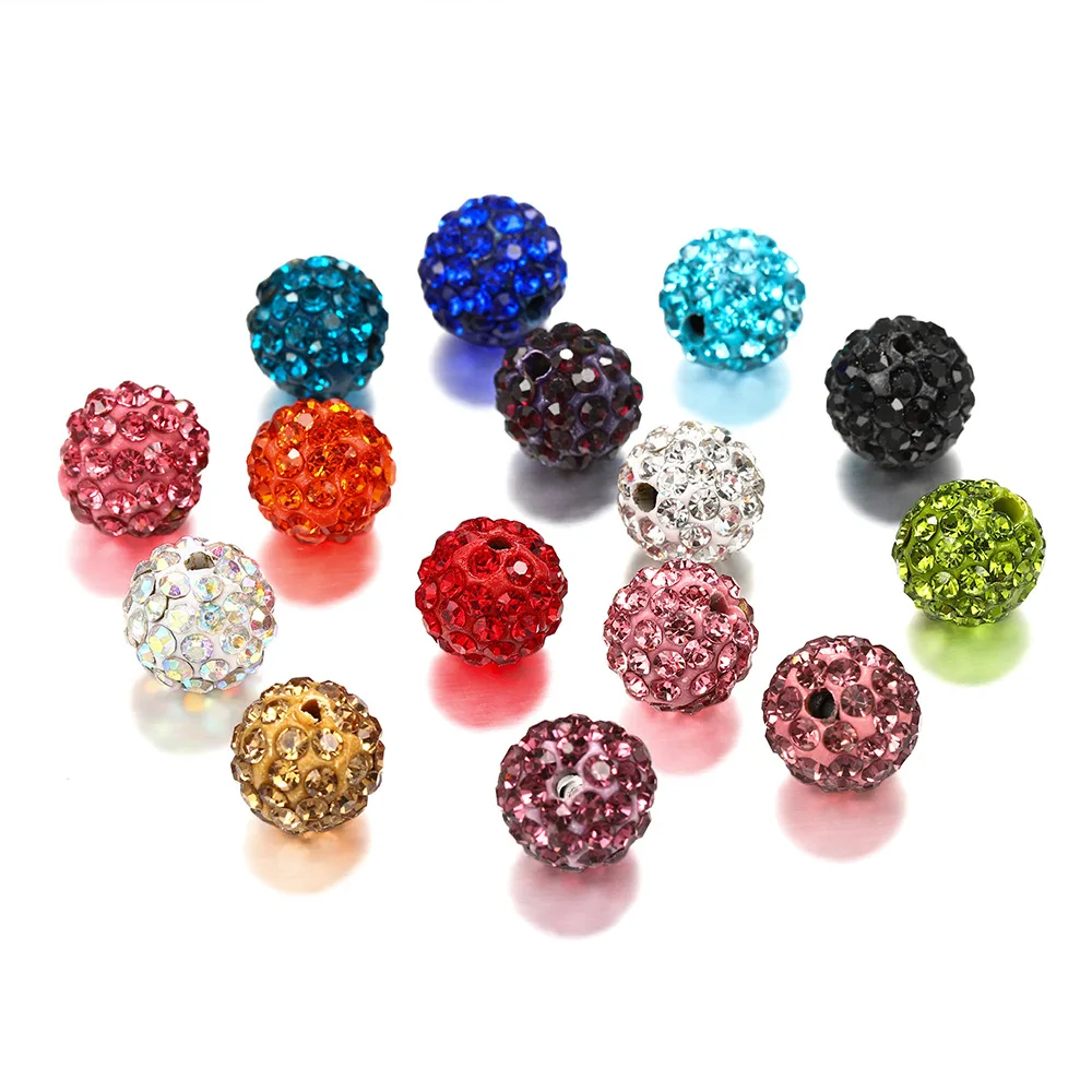 SOJI Hot Sale 10mm Rhinestone Ball Beads Clay Paved Crystal Shambhala Disco for Jewelry Making DIY Bracelets
