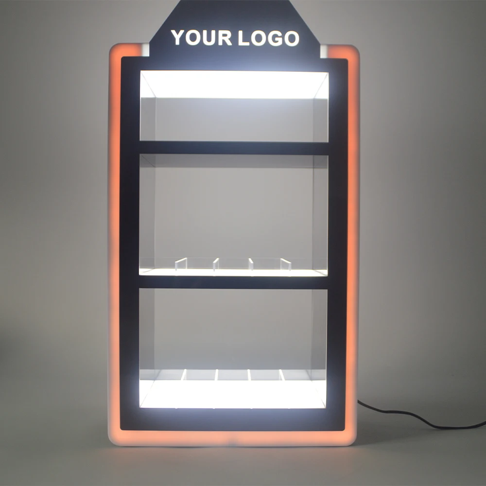 Customize Cigarette Display Stand Counter top Smoking Shop LED lighting Acrylic Display