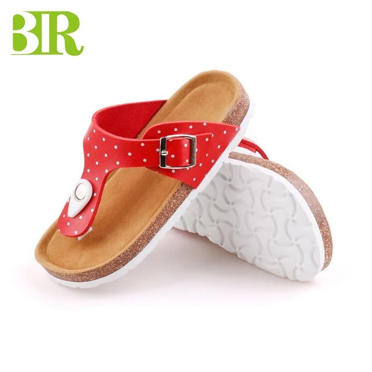 Hot sale cork sole children flipflops kids thong sandals boys girls comfortable casual slippers for beach with soft foot-bed