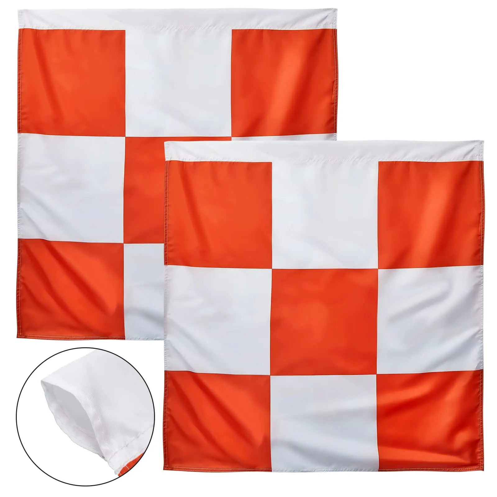 Safety Airport Flag, 36 x 36 Inch Marking Flags Orange and White Checkered Racing Flag for Airport Safety Warning Marking