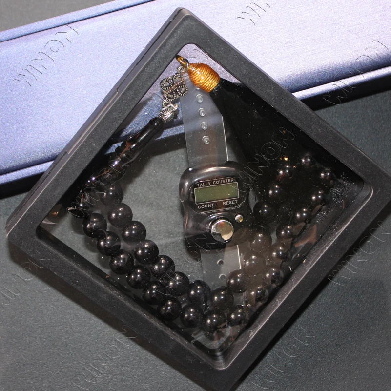 Muslim Tasbihs Set 10mm 33 Rosary Glass Finger Counter Ring Mini Electronic Counter for Religion Eid Ramadan Gift islamic gifts