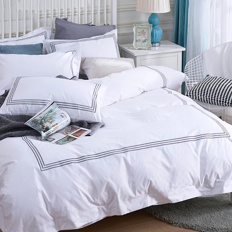 Wholesale Luxury Hotel Linen King Size 100% Cotton Bed Sheet Bedding Set