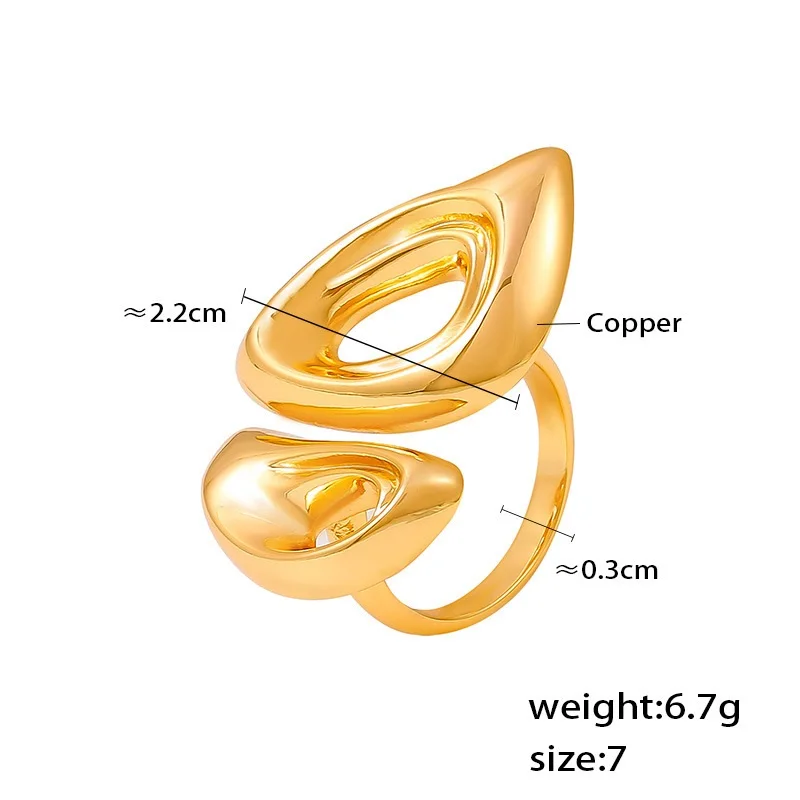 Chic Ring Large Chunky Geometric Hollow Ring Copper Material 18k Gold Plated Personalized Minimalist Open Finger Ring For Women
