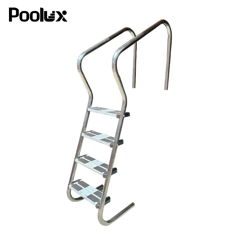 2024 Latest 304 Stainless Steel Swimming Pool Steps Pool Accessories Luxury Double Pedals Four-Step Pool Ladder