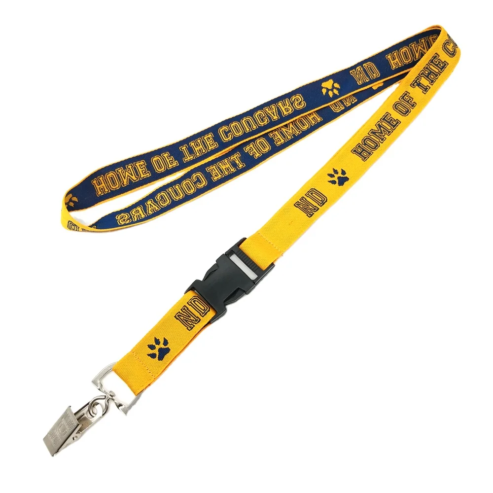 Cheap Jacquard Polyester Lanyard Custom Woven Logo Embroidered Key Short Lanyard