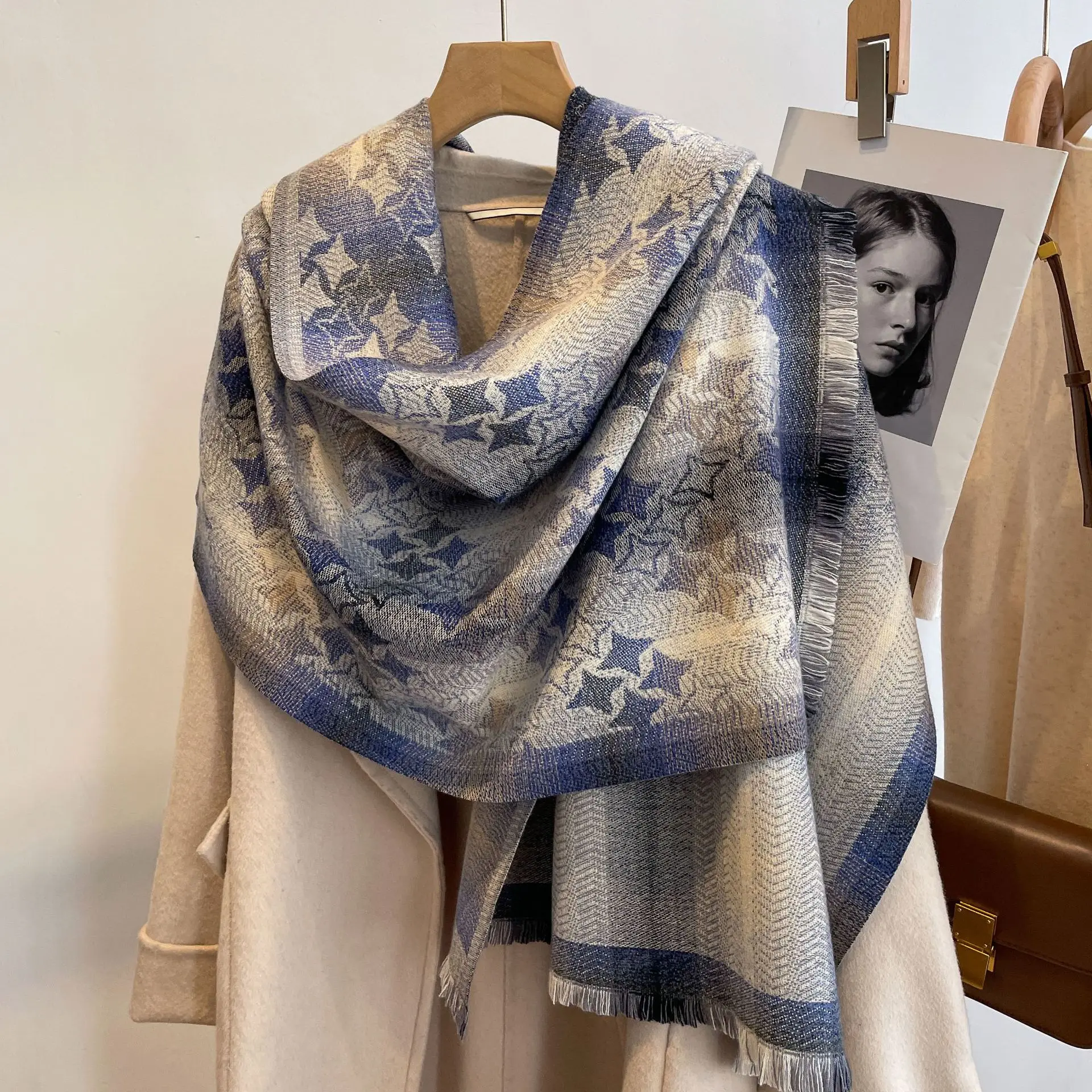 Zipeiwin 2022 Lastest Winter Cashmere Scarf 100% Acrylic  Plaid  Tassel Shawl for Lady