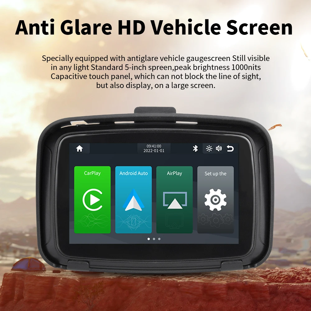 GRANDNAVI 5-дюймовый водонепроницаемый MP5 MP3 беспроводной монитор CarPlay с поддержкой BT Touhc экран