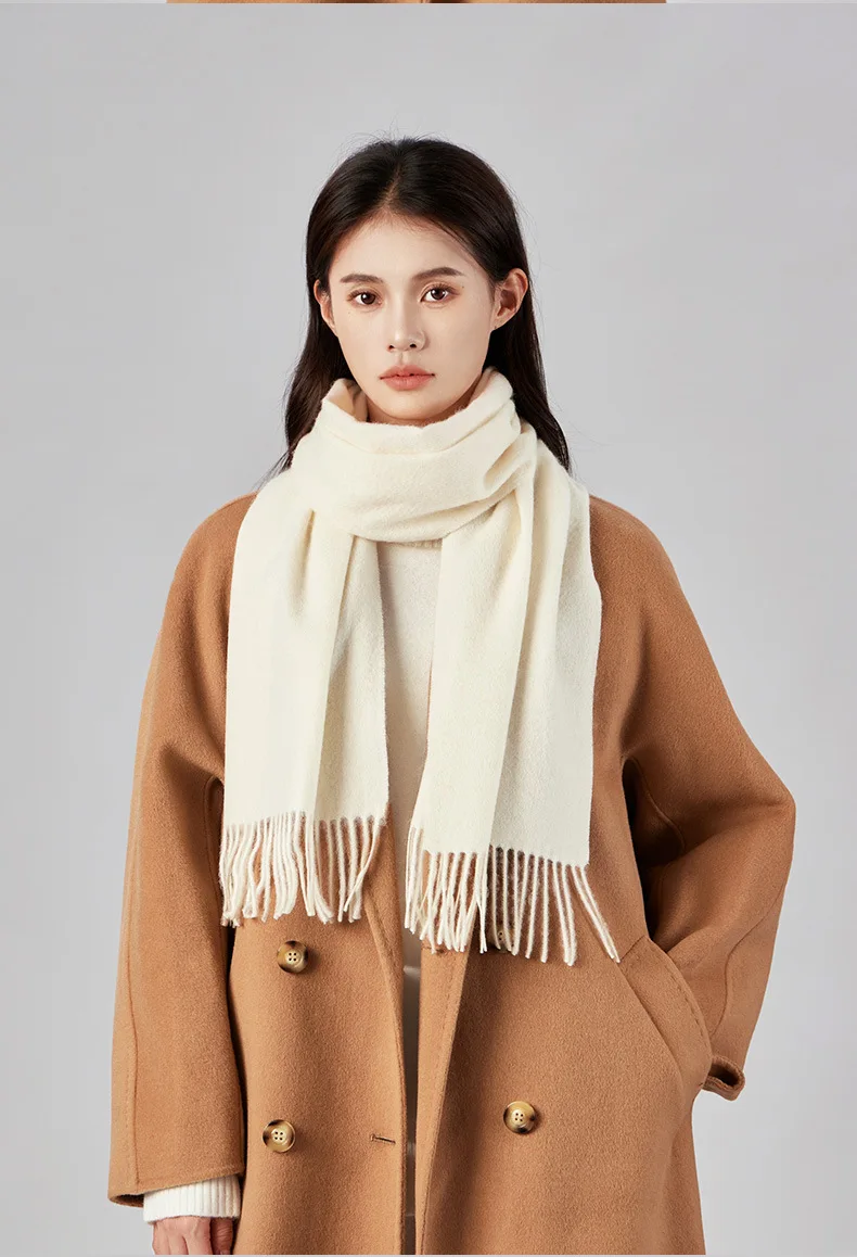 30*180 cm 100% Wool Cashmere Shawls Solid Color Ponchos Winter Wool Winter Neck Scarves Supplier Wholesale