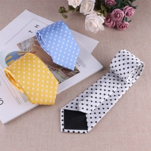 Wholesale  tie polka dot polyester woven fabric ties mens ready fashion ties