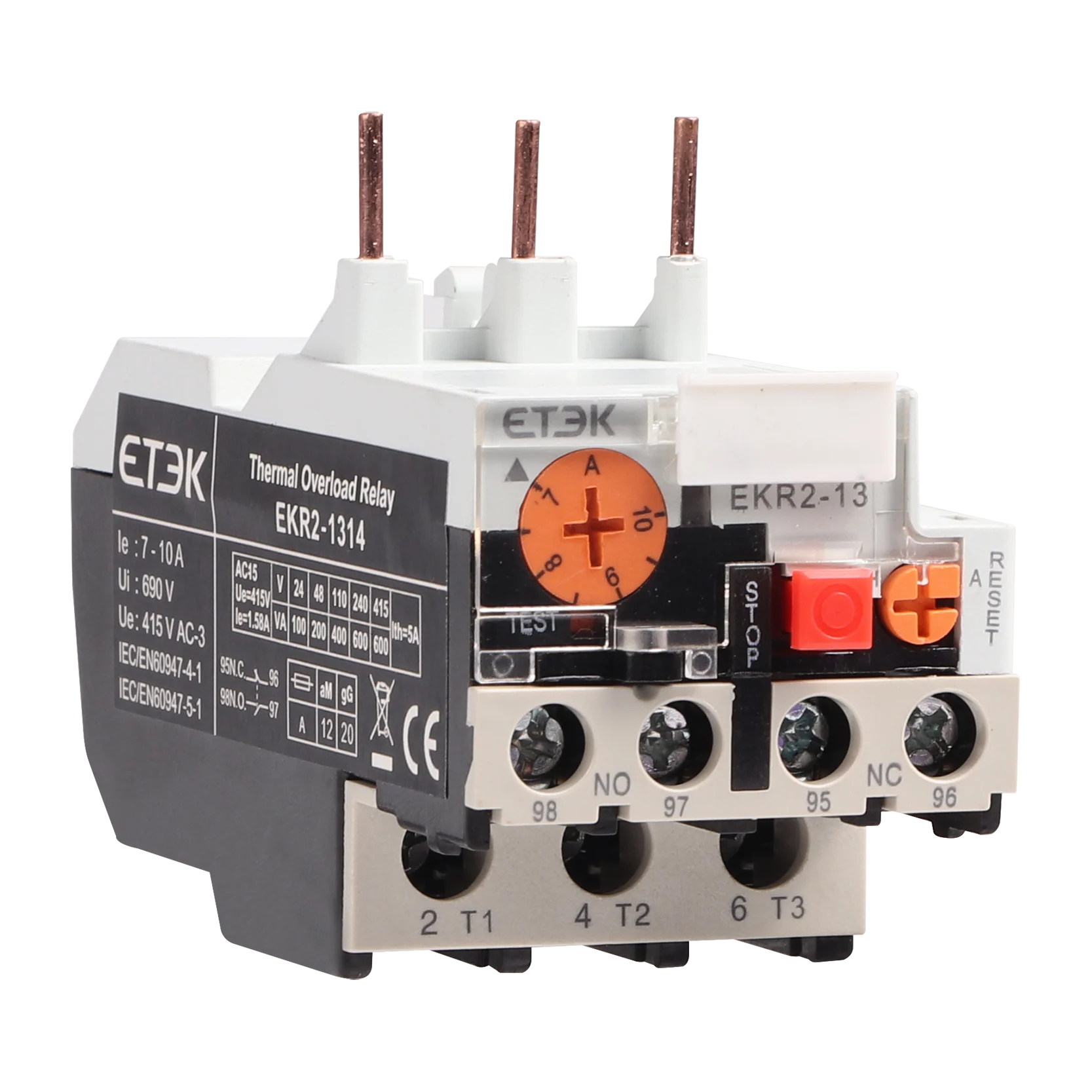 ETEK contactor EKR2 AC3 type 50/60Hz  magnetic  contactor 0.1A-93A up to 690V thermal overload relay contactor