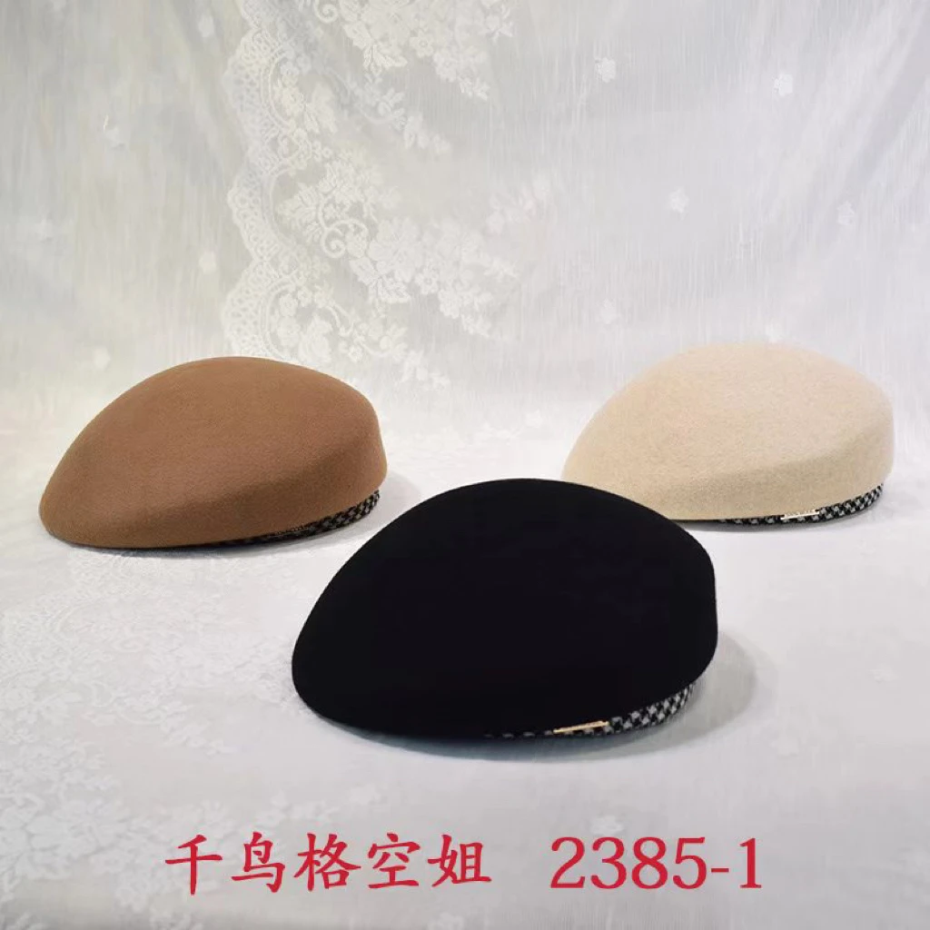 Custom Lady Beret Fashion Women Winter 100% Wool Felt Pillbox Beret Hat
