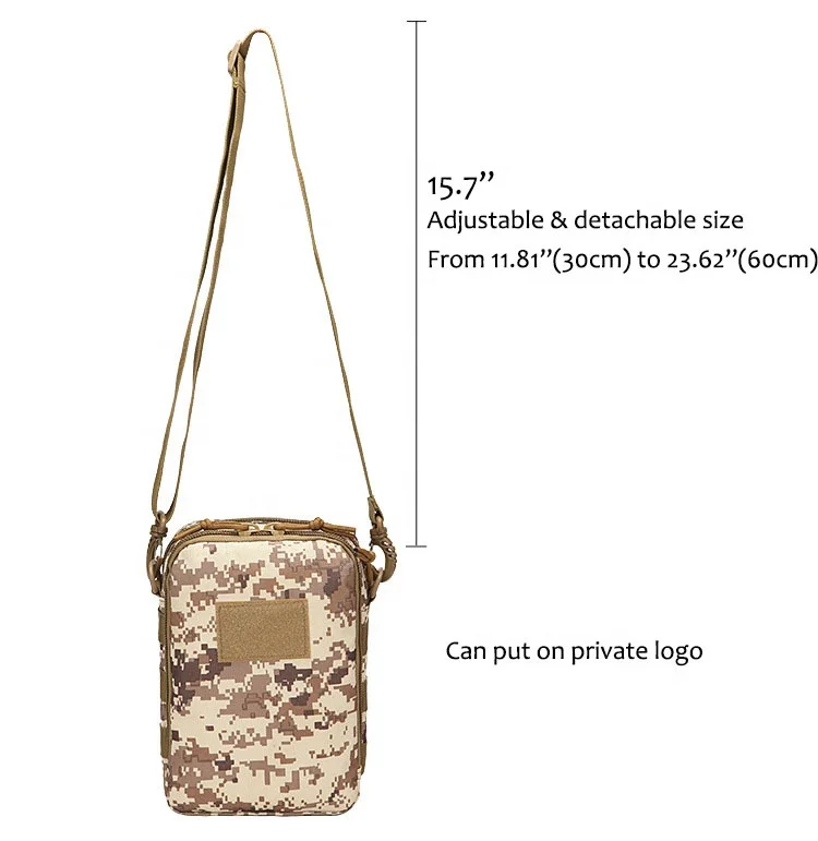 Custom 1000D Tactical Sling Bag Water Resistant Outdoor Storage Pouch with Detachable Strap for EDC Tool Waist Pack Belt Pattern