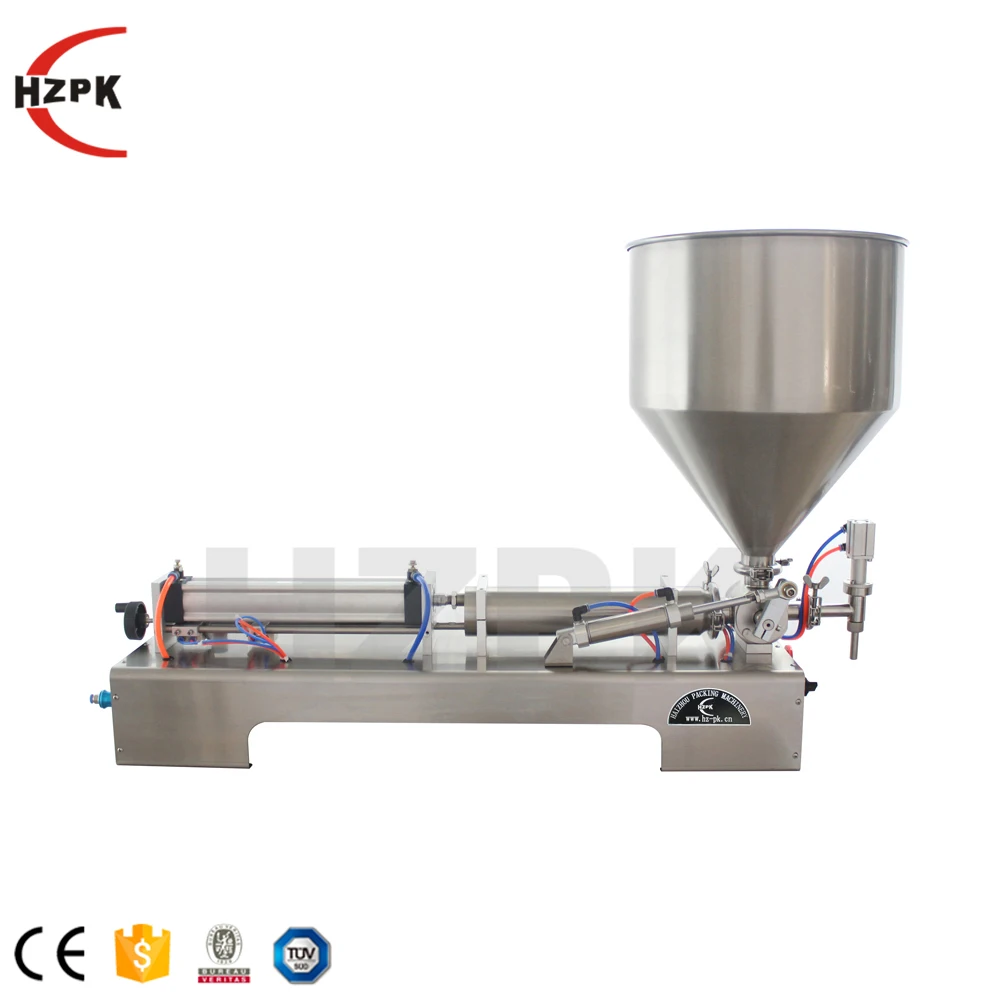 Ex-factory Price Horizontal Pneumatic Small 100-5000ml Single Head Pedal Paste Filling Machine For Honey, Cosmetics