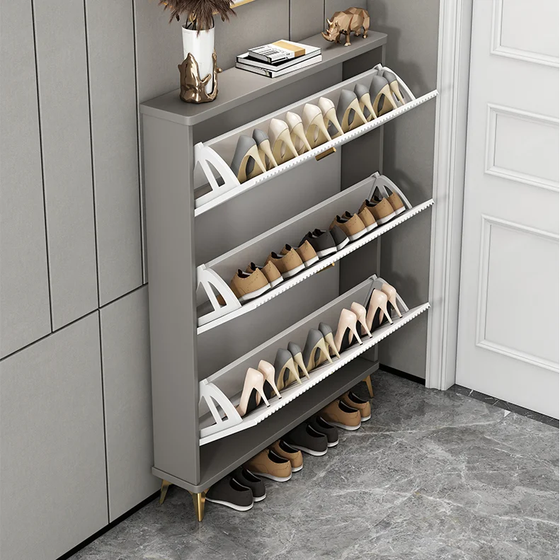 Entrance Winter Shoes Wall Slipper Wood Rack Closed Tipping Bucket Flip Drawer Shoe Racks Cabinets For Small Spaces