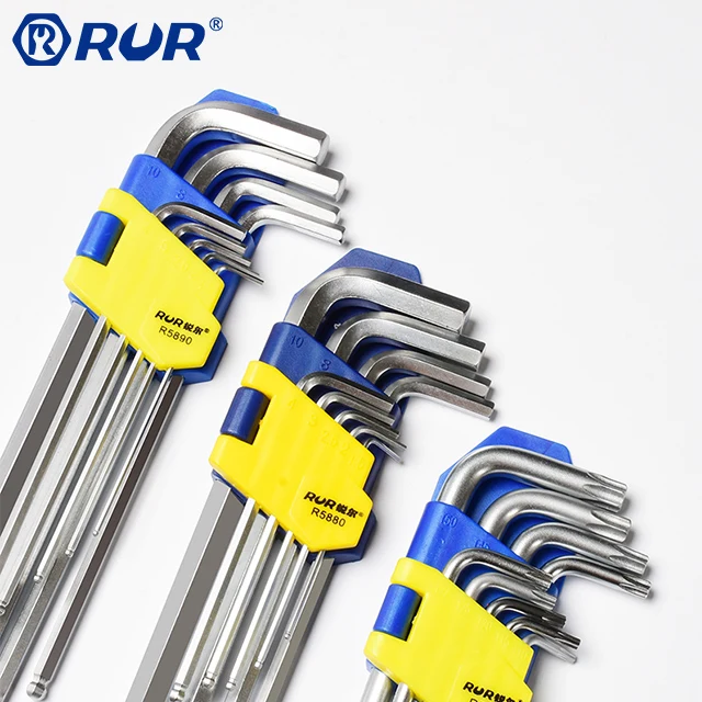 Industrial 9pcs Hex key set Torx ball point allen long T-handle Hardness 45 48 Cr-v spanner tools hex key