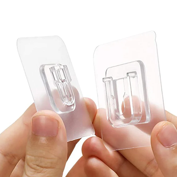 
Clear Sticking Hook Transparent Waterproof Self Adhesive Double Sided Adhesive Wall Hooks without Puching Trace for Storage 