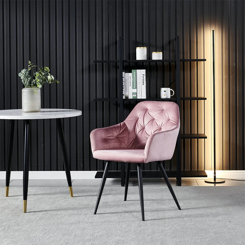 Nordic luxury kitchen sillas Upholstery soft Fabric restaurant home high back modern grey velvet dining chair