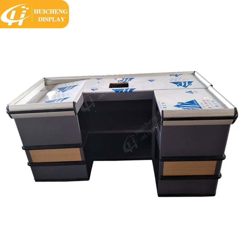 metal supermarket checkout counter Equipment shop cash counter design with forbidden door cashier counter