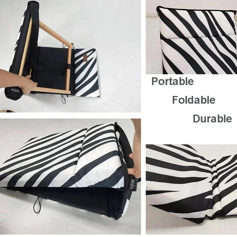 Blue Portable Folding Beach Mat Chair Adjustable Lounge Chair