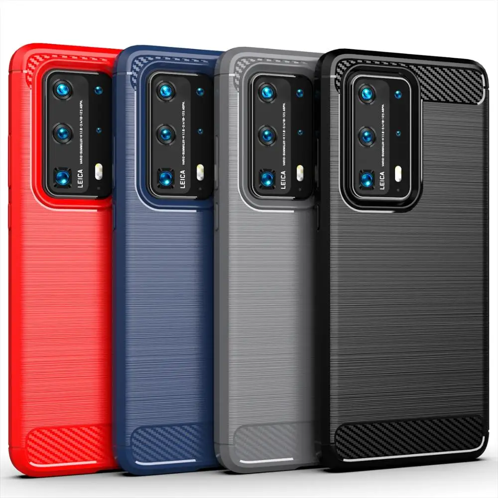 Carbon Fiber Shockproof Soft TPU Mobile Phone Back Cover Case For Huawei P40 Pro+