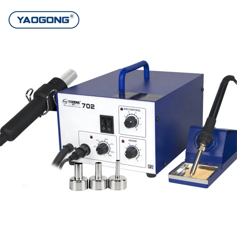 YAOGONG 702 2 in 1 Thermostat PCB Phone Motherboard SMD Rework Mobile Repair Tool Machine Kit Hot Air Heat Gun Soldering Station