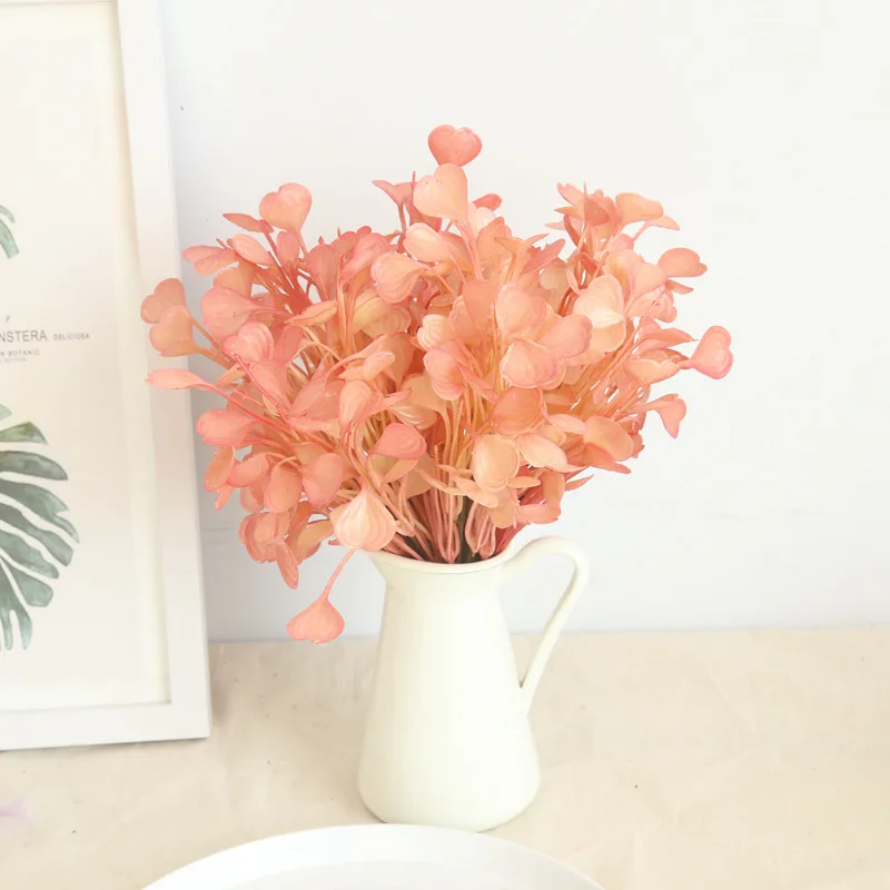 Autumn Ginkgo Branch pink Artificial Flowers Fake Plants Tree Leaves DIY Decoration Leaves Ginkgo Leaf Home artificial plant