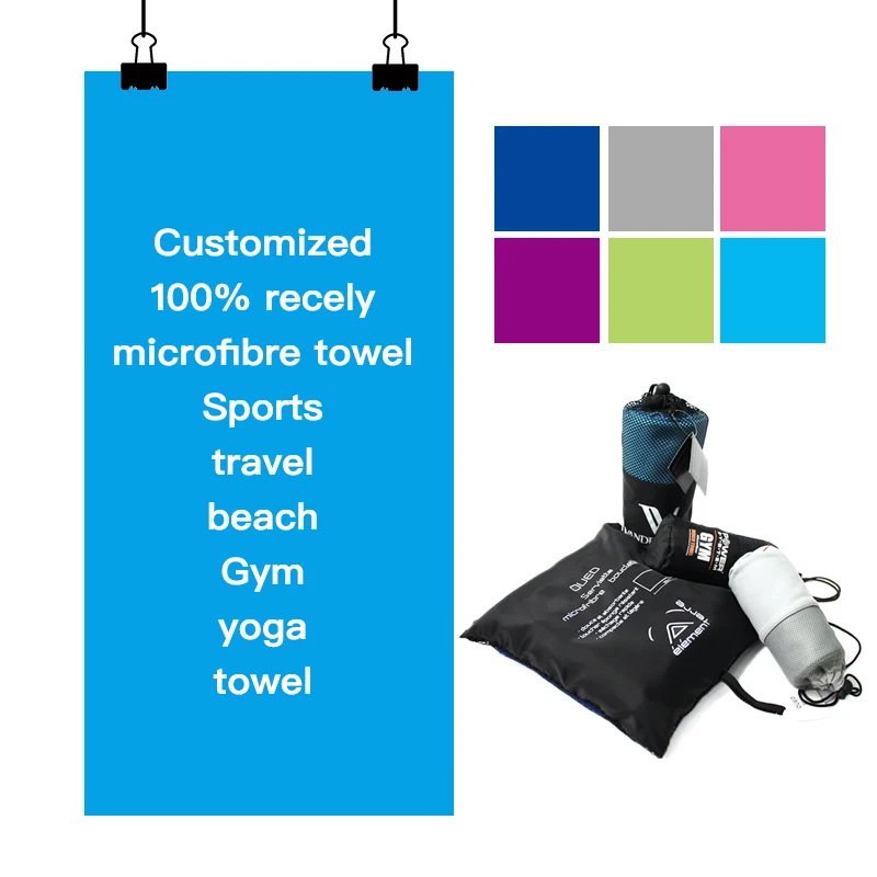 Custom Printing Logo suede  travel quick dry absorbent Microfiber beach Towel