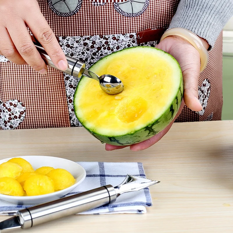 double-end kitchen gadgets selling best stainless steel fruit knife watermelon Scoops & watermelon Baller